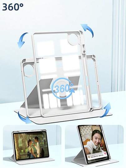 TenYide 超薄旋转保护壳，兼容三星 Galaxy Tab 系列/iPad 系列/Tab/iPad 系列/Tab Xiaoxin Pad/iPad 系列/MatePad/iPad 系列/荣耀 iPad 系列/Pad/iPad 系列/红米 iPad 系列，带笔槽设计，防震/防摔/防尘三重保护，透明后盖，360°旋转，多角度支架调节，多种颜色可选