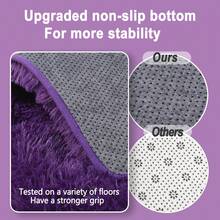 Ivory Fluffy Shag Rug For Bedroom, Soft Plush Shaggy Area Rug For Living Room, Modern Cozy Carpet, Non-Slip Backing, Bonus 4 Rug Grippers Included, Dorm Home Decor, Sizes 4x6 5x7 6x9 8x10 9x12, Royal Purple Rug - 葡萄紫 - 查看 4