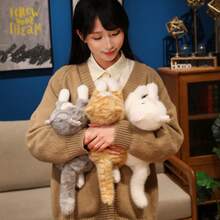 逼真猫咪毛绒娃娃，柔软填充小猫玩偶，可爱舒适毛绒玩具，适合儿童，可作桌面装饰，男孩女孩生日礼物，复活节和情人节礼物，女友睡眠枕 - 彩色 - 查看 9