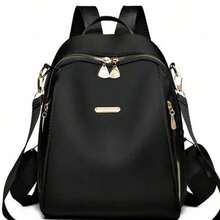 1个女士黑色牛津布大容量背包，通勤休闲时尚百搭 - 黑色 - 查看 2