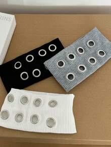 1pc Hollow Circle Elastic Headband, Y2K Retro Punk Rock Music Festival Headpiece Hair Accessories - Round Hole Hairband - View 4