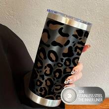 Stylish And Unique - 1 Pc 20oz Stainless Steel Insulated Car Mug, Coffee Mug, Or Everyday Drinking Cup. Features A Leopard Print Design, Exquisite And Practical, Suitable For Both Hot And Cold Drinks. Ideal For Office, Home, And Outdoor Use. Perfect For Personal Use, Or As A Gift, Birthday Present, Holiday Gift, Or Valentine's Day Present. - Multicolor - View 5