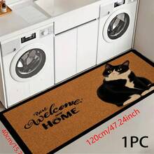 1 peça de pegada de gato, estampa gráfica de gato, série de tapetes longos, tapete interno, capacho, tapete de entrada, tapete de cabeceira para quarto, tapete de cozinha, tapete de cozinha, adequado para sala de estar, lavanderia, banheiro