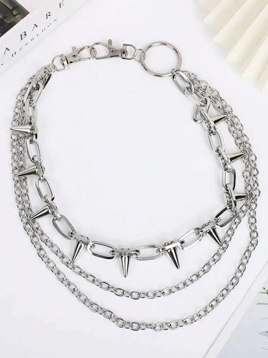 1 Piece, Hip-Hop Punk Star-Shaped Pendant Waist Chain, Street Fashion Metal Chain, Unique Butterfly-Shaped Pants Chain, Street Dance Denim Waist Chain, Fashionable And Versatile Metal Pants Accessory - Multicolor - View 1