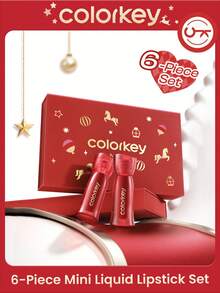 COLORKEY 6件組水感唇釉禮盒，液體唇膏，防水液體唇膏，霧面不沾染唇釉，持久顯色，不沾杯，不褪色，春夏理想選擇，減淡唇部細紋液體唇膏旅行套組唇妝組合，品牌 Bea - "Carousel"Mini Liguid Lipstick Set - 查看 11