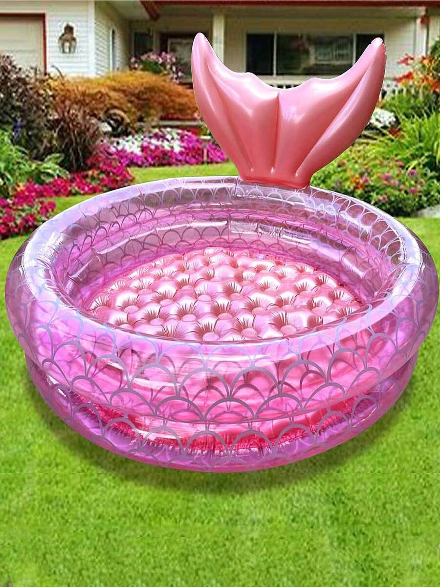 Inflatable Swimming Pool, Retro Inflatable Swimming Pool, Round Inflatable Swimming Pool, Mermaid Inflatable Swimming Pool, Backyard Round Swimming Pool, Mermaid Inflatable Swimming Pool, Summer Indoor/Outdoor Beach Bubble Bottom Floating Swimming Pool