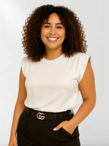 Women's Plus Size Muscle Tee, 100% Premium Cotton, Basic Casual Style - J00 - Mati - View 5