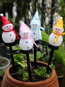 1 pieza Luz de ambiente con decoración de paisaje de muñeco de nieve con energía solar, luz de color cálido para decoración navideña exterior, adecuada para jardín, patio, césped, parque, porche y entrada de automóviles - Multicolor - Ver 11