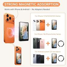 Magnetic Selfie Monitor Screen For IPhone & Android, Wireless 4K/1080p Phone Vlog Back Camera Monitor For Content Creator, Influencer, Live Streaming,  (White) : Electronics - Black - View 5