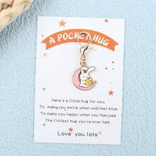 1个/4个可爱兔子钥匙扣吊坠，附赠口袋拥抱贺卡，感谢礼物，兔子爱好者的理想之选，适合送给朋友和家人的装饰礼品吊坠，新颖钥匙扣，装饰吊坠 - 彩色 - 查看 9