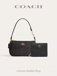 Nolita 19 Shoulder Bag Women Underarm Bag Ladies Cute Purses And Bags Women Coach Bags Set Shoulder Bag In Blocked Signature Canvas,2026 Valentine's Day Gifts,Gift For Her - Bộ đen 8 - Xem 2