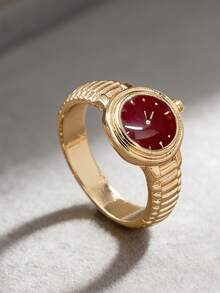 1pc Creative Watch Dial Ring, Exaggerated Personalized Big Gold Watch Design, Multi-Color Clock Finger Ring, Suitable For Women's Daily, Party, Dance, Nightclub Wear, Decorative Gift For Friends - Watch Ring - View 2