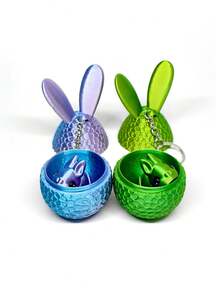 1pc 3D Printed Rainbow Bunny Egg Mold - Adorable Colorful Rabbit Shaped Egg Holder Pendant, Includes Mini Figurine - Creative & Fun Doll, Desktop Decor, Easter Gift, Birthday Party Favor, Ideal Holiday Present - Rabbit Easter Egg - View 7