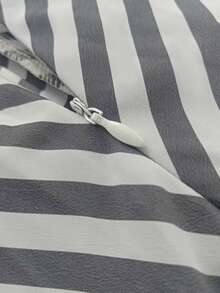 Women's Fashion Casual A-Line Striped Ruffle Hem Versatile Skirt - Black and White - View 6