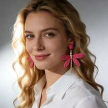 1 Pair Of Beach Vacation Style Dragonfly Black Earrings - Multicolor - View 9