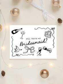 1张“你愿意做我的伴娘吗？”伴娘邀请卡（含信封）| 优雅婚礼派对邀请函，适用于新娘送礼会和单身派对 | 送给姐妹或闺蜜的礼物 | 内页空白 - 彩色 - 查看 9