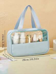 1pc Multi-Functional PVC Toiletry Bag, Transparent PVC Cosmetic Bag, Large Capacity Makeup Bag, DIY Letter Design Makeup Bag, Waterproof Travel Organizer Bag, Minimalist Letter Patch Travel Cosmetic Bag, Suitable For Cosmetics, Perfume, Beach, School, Bathroom, Festivals, Mother's Day, Christmas, Great Gift For Mom, Family, Friends - Multicolor - View 55