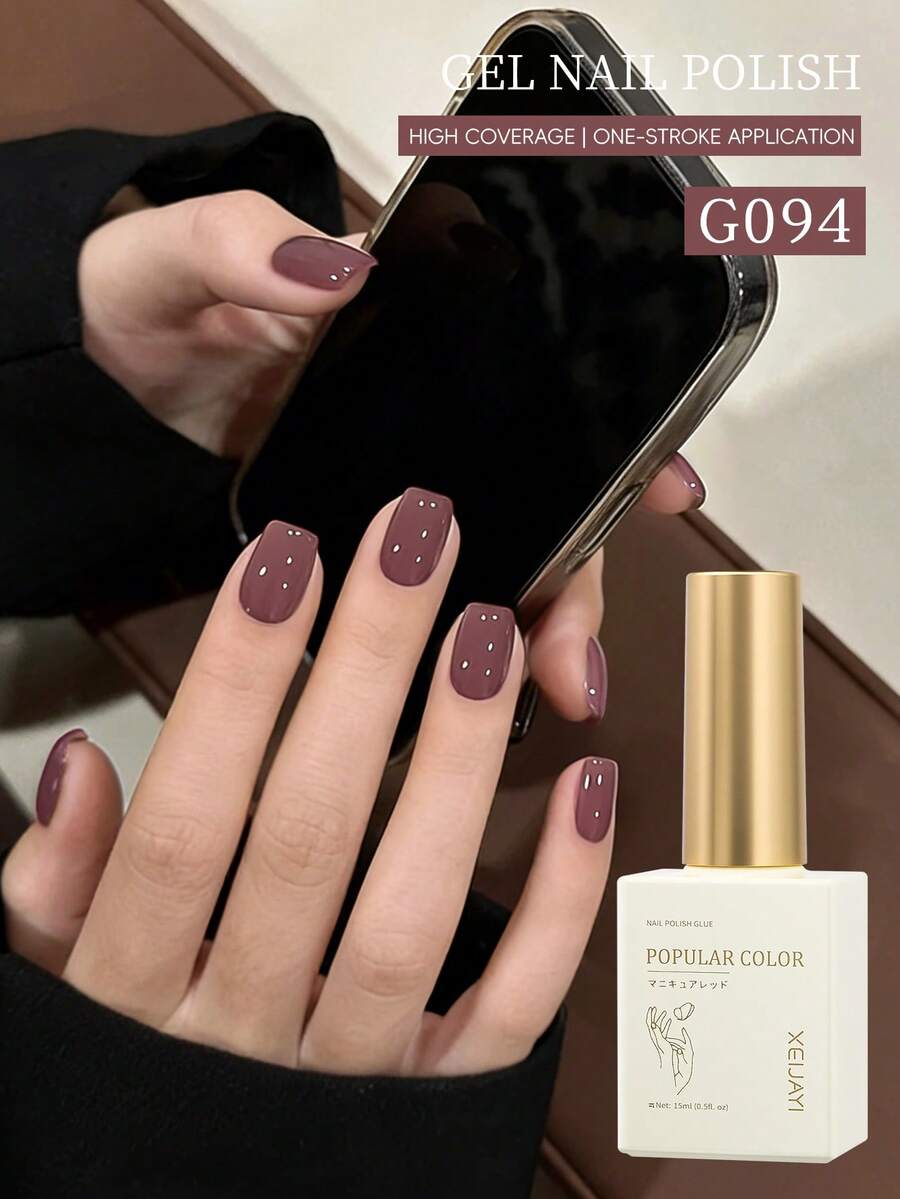 XEIJAYI 1pc Withered Rose Red Gel Nail Polish 15ML Soak Off Glitter Gel Polish For All Seasons - Home Salon Nail Art DIY Nails