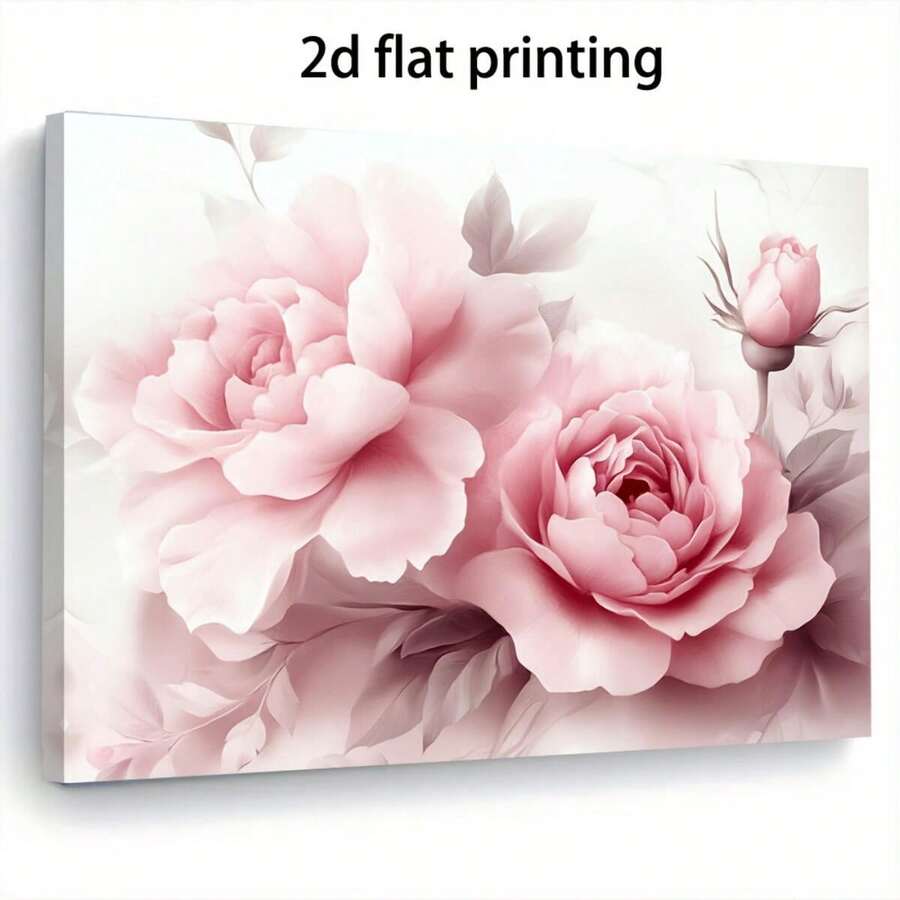 1pc Beautiful Pink Peony Floral Canvas Wall Art - Rose Blossom Botanical Print For Home Living Room, Bedroom, Or Office Decor, Vibrant Flower Art For Spring And Summer - Nhiều màu - Xem 1