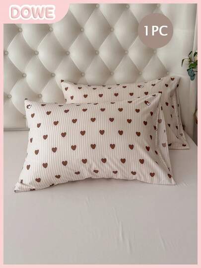 1 件 100% 聚酯纤维心形图案枕套，信封设计，无填充物