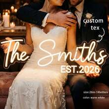 Customized Neon Light Wedding Family Name Sign With "Est" Text, Personalized LED Neon Family Name Light, Suitable For Wedding, Bar, Salon, Beauty Salon And Other Occasions, Engagement Party Birthday Gift (USB Powered) - Singel Lighting 2 - View 3