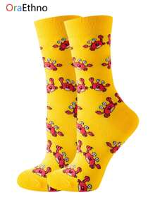 1 par de calentadores de pierna hasta la pantorrilla con tema de mascotas lindas a nivel mundial, unisex con patrones de jirafa, koala y panda, adorables calentadores de pierna casuales, gran regalo para entusiastas de la vida silvestre