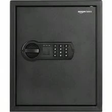 Basics Caja fuerte de  electrónica de acero para el hogar con cerradura de teclado programable asegura documentos joyas objetos de valor 43 litros 35 x 33 x 42 cm color negro - GrisOscuro - Ver 2