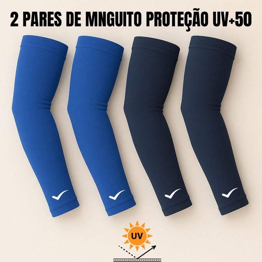 Kit Of 2 Pairs Of Base Layer Arm Sleeves - Sun Protection, Volleyball Arm Sleeves - 皇家藍和海軍藍 - 查看 1