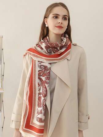 1 st. Boho Vintage-inspirerad bomullslinne lätt, andningsbar, mjuk, hudvänlig, paisleymönstrad lång halsduk, lämplig för vardags-/resortkvinnor