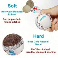 1件棒球投球訓練器，用於提高投球準確度、速度與穩定性－軟橡膠與木芯，PVC棒球－適合左手與右手投球手，標準9英吋棒球，增強控球能力 - 彩色 - 查看 6