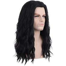 BERON- Pelucas largas negras para hombre, peluca rizada negra natural para disfraz de Halloween, fiesta o uso diario - / - Ver 3