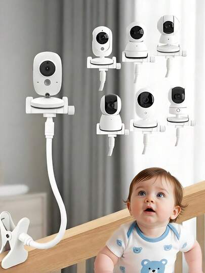 Suporte para celular com base espiral flexível de 360° e encaixe para câmera, suporte universal de cabeceira para smartphones, câmeras de residencial e babás eletrônicas.