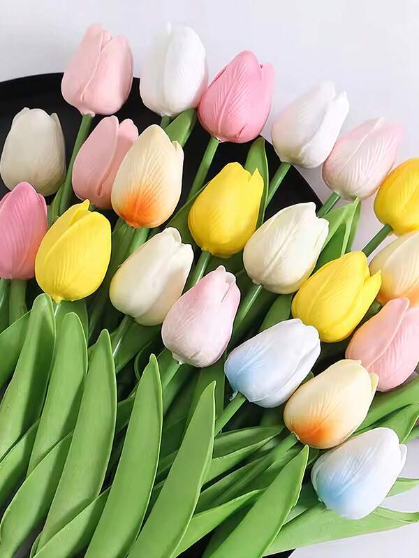 5pcs Lifelike Tulip Flowers, Realistic Touch, Durable, Elegant Design, Suitable For Home Decor, Wedding Photography Props, Great Gift For New Year, Spring Festival, Mother's Day, Father's Day For Parents, Relatives And Friends