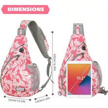 ZOMAKE Sling Bag Waterproof - Stylish Crossbody Bag With Adjustable Shoulder Strap Lightweight Small Backpack Chest Daypack For Travel Cycling Work Sport Hiking Gym Cruise - FushciaWhiteLeaf - View 2
