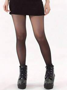 1 Pair/4 Pairs Ultra-Thin Breathable Fitted Tights, Suitable For Women Knee-High Socks And Stockings In Spring, Summer, Autumn And Winter - Black - View 3