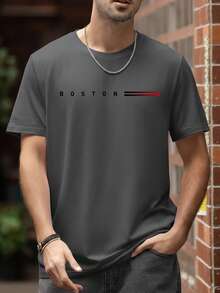 Men's Casual Versatile Simple English Slogan Graphic Short Sleeve T-Shirt