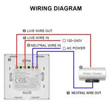 单联 40A/8000W 超薄 9mm 智能触控 PC+ABS 面板 WiFi+BLE 墙壁开关，现代方形黑/白模块化安装，带背光，支持语音/APP 远程定时分组控制，适用于热水器、空调和其他家用电器 - 彩色 - 查看 10