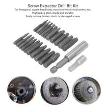 Screw Extractor Kit High Speed Steel Broken Damaged Bolt Remover Tool with Screwdriver Bits - Negro - Ver 3