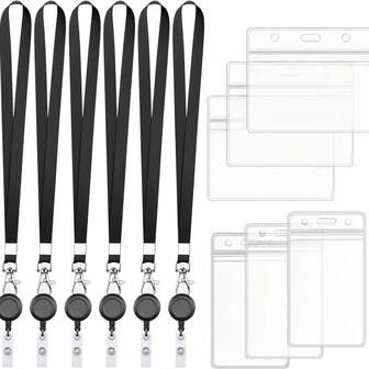 1/3/6pcs Retractable ID Card Badge Holder- Waterproof PVC Card Sleeve With Lanyard, For Teachers/Office Workers Back To School