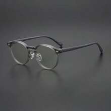 1pc Round Non-Prescription Glasses Glasses, Fashionable Wood Grain Frame, Unisex - Round - View 5