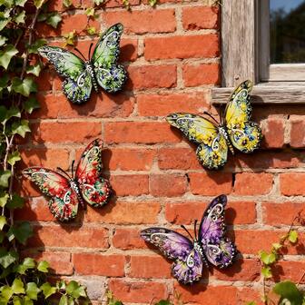 1pc 14.1 Inch Metal Butterfly Wall Decor, Handmade Metal Butterfly Artwork Suitable For Outdoor Wall, Garden, Yard, Garage Door, Fence, Balcony, Patio And Park Decoration, No Electricity Required And Reusable, Ideal Gift For Family And Friends