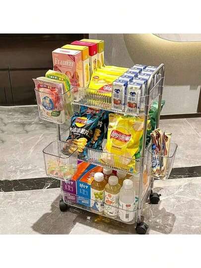 Kệ acrylic di động, giá đựng nhiều tầng tiện dụng cho gia đình, nhà bếp, để đồ ăn nhẹ, sách vở, trái cây và rau củ.