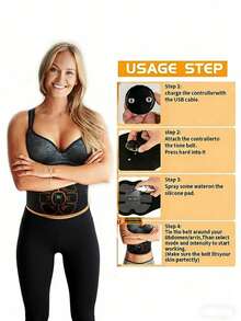 Ultimate Abs Shaping: USB Powered Smart Fitness Belt, 10 Modes - Portable Home Muscle Trainer And Progress Tracker - Black - View 2