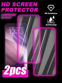 2 件紫色气垫屏幕保护膜，夜光，高清钢化玻璃，防汗，防碎，防盗，兼容 11/12/13/14/15/16/16 Plus/16 Pro/16 Pro Max/16 SE/17/17 Air/17 Pro/17 Pro Max - 無色 - 查看 17