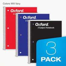 Oxford - Cuadernos en espiral, paquete de 3, 3 temas, cuadernos a rayas universitarias para la escuela, 8 x 10.5 pulgadas, 120 hojas, 2 divisores, colores surtidos, suministros para el regreso a la(default) - Multicolor - Ver 6