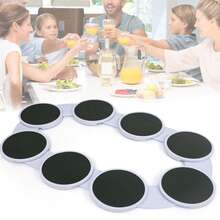 8PCS Portable Rotating Dinner Plate Set, Lazy Susan Revolution Set, Turntable Expandable For Rectangular & Oblong Tables, Kitchen & Dining Tables, Easy Install Round Rotating Serving Tray Set, Plastic Tabletop Organizer For Kitchen Dining Table - Grey - View 1