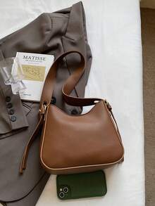 Bolso de axila de cuero suave marrón vintage para mujer, bolso de gran capacidad para el hombro y cruzado para la oficina, el trayecto, estudiantes y uso diario casual - Marrón - Ver 8
