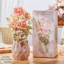 300+Pcs Home Decor Artificial Flowers, Everlasting Flowers, Building Blocks Flowers, Gardenia, Tulip, Jasmine, Carnation, Rose, Cherry Blossom, Lily, Sunflower, Daisy, Peony, Orange Tree, Violet, Suitable For Valentine's Day/Mother's Day/Thanksgiving/Birthday/Christmas - Multicolor - View 31