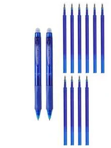 1 件 0.5 毫米专业可擦大容量圆珠笔套装 - 2 支黑色和蓝色可擦笔 + 10 个替换墨盒 + 1 个橡皮擦 - 可水洗可擦魔法笔，适用于办公室、文具、返校 - 套裝 - 查看 18