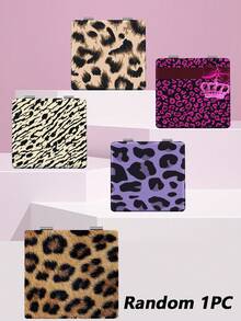 1pc Leopard Print Compact Mirror - Flip-Open Double-Sided Portable Makeup Mirror, Shatterproof Glass Surface, Black Frame With Gold Tone Hinges, Foldable Design, Suitable For Travel, Dorm, Vanity - Fashionable & Durable Black & Gold Animal Print Mirror, Great For Women & Girls, Ideal Gift - Multicolor - View 14